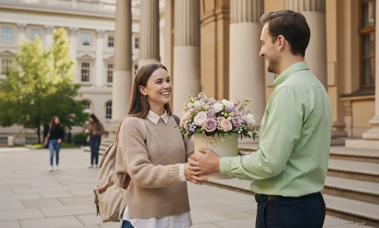 Доставка цветов студентке в общежитие Минска от Romeo Flowers.